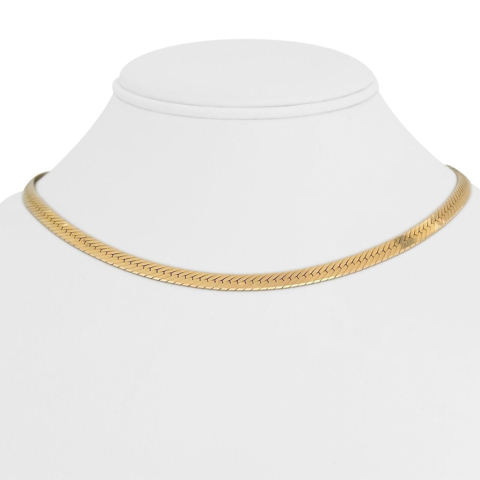 14 Karat Yellow Gold Solid Ladies Herringbone Link Chain Necklace
