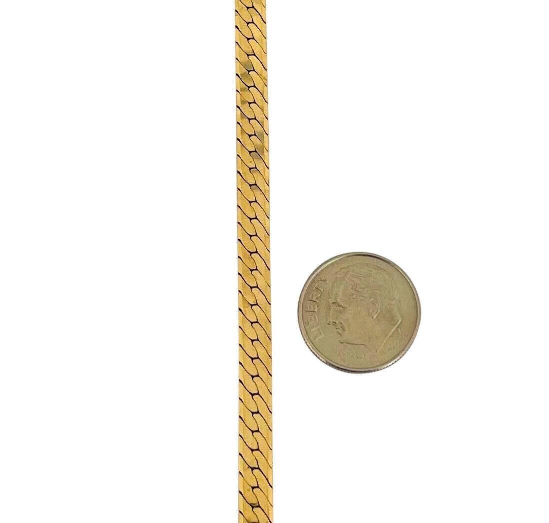 14 Karat Yellow Gold Solid Ladies Herringbone Link Chain Necklace, Italy 1