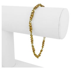 14 Karat Yellow Gold Solid Ladies Nugget Link Bracelet 