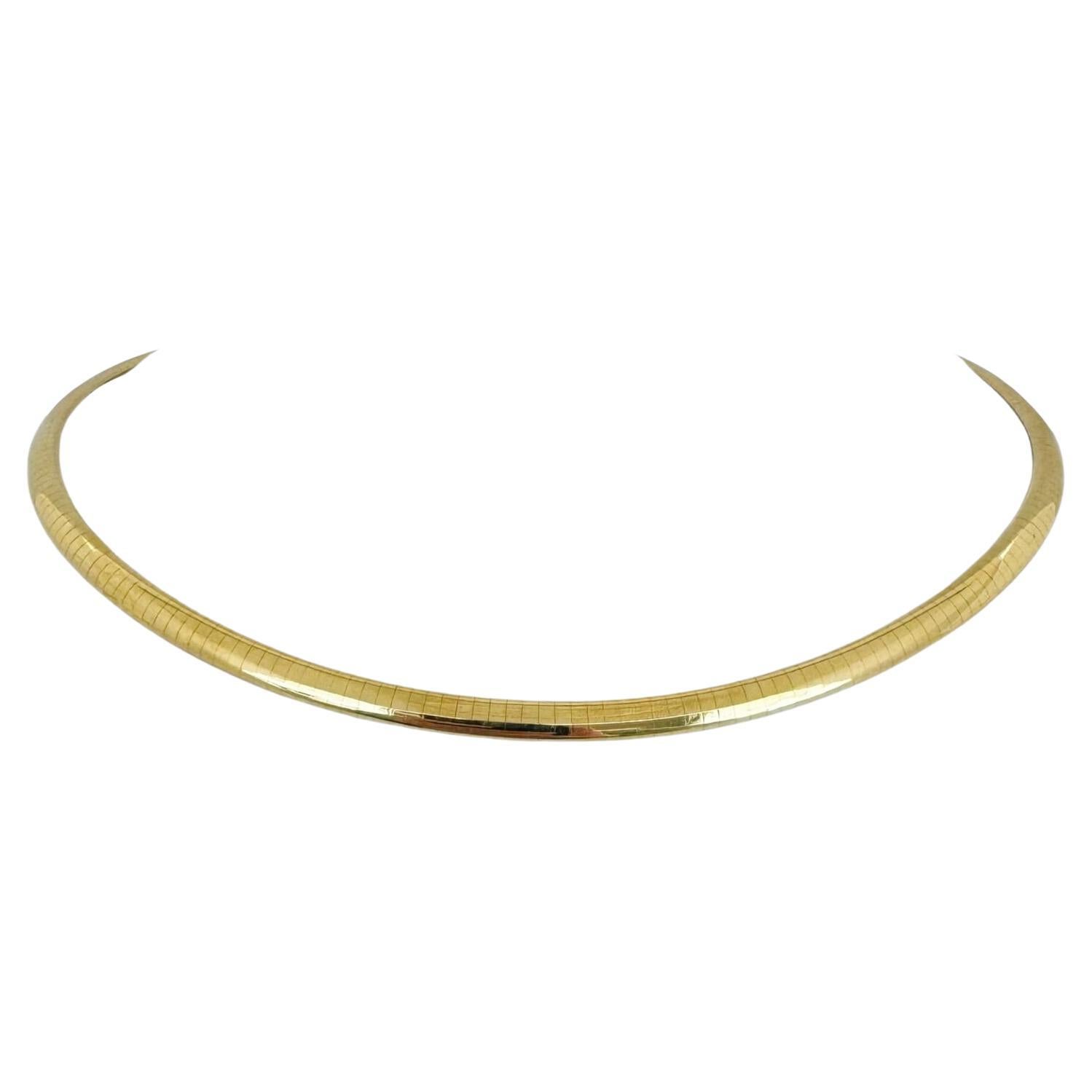 14 Karat Yellow Gold Solid Ladies Omega Link Necklace 