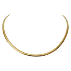 14 Karat Yellow Gold Solid Ladies Omega Link Necklace, Italy