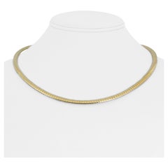 14 Karat Yellow Gold Solid Ladies Omega Link Necklace Italy