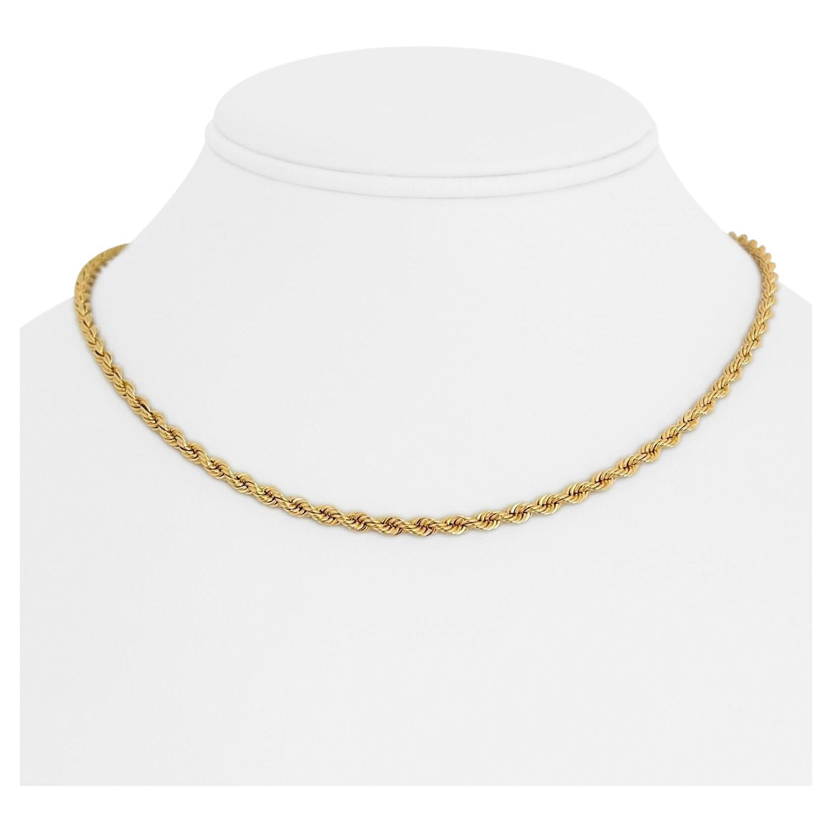 14 Karat Yellow Gold Solid Twisted Serpentine Tinsel Chain Necklace For
