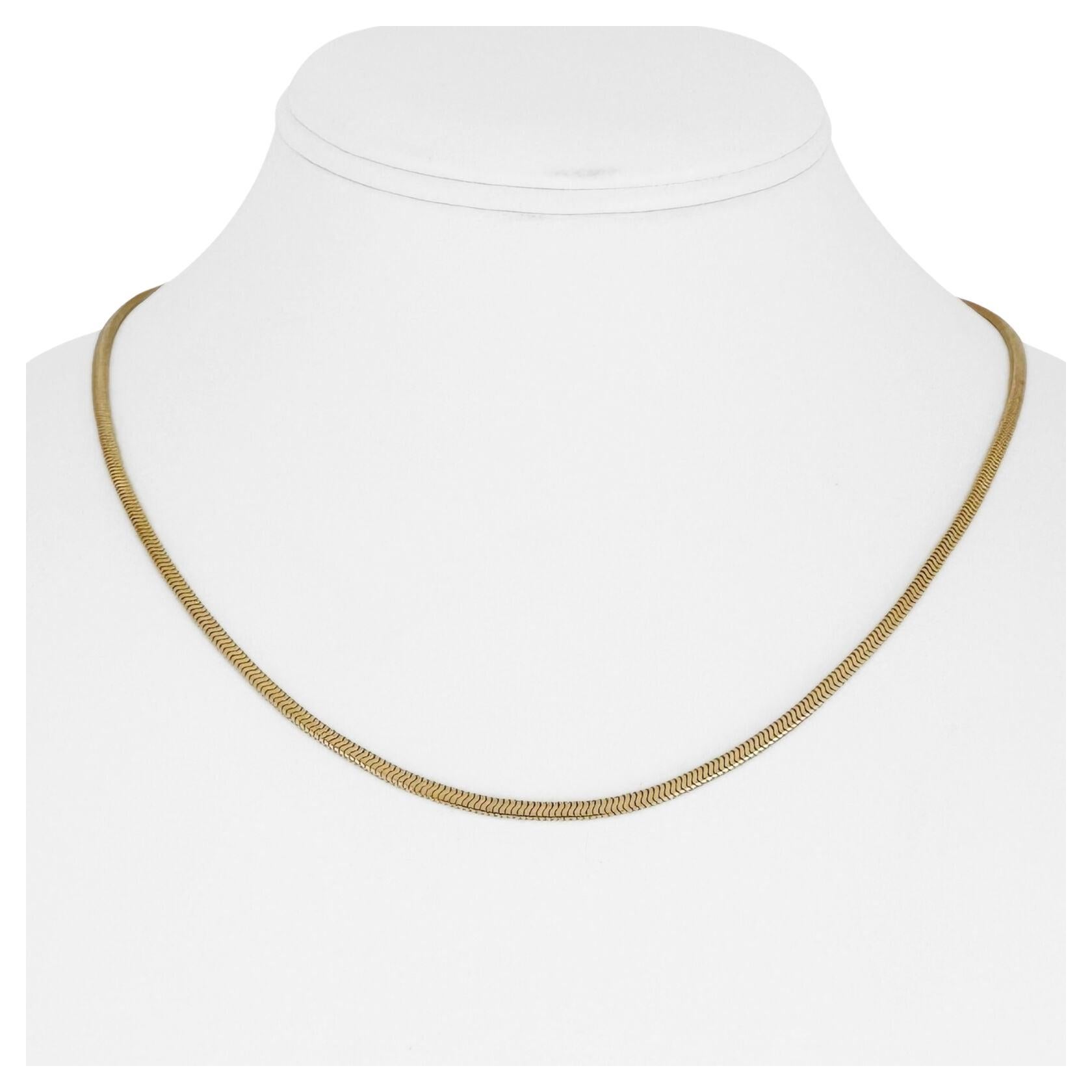 14 Karat Yellow Gold Solid Ladies Squared Snake Link Chain Necklace For Sale