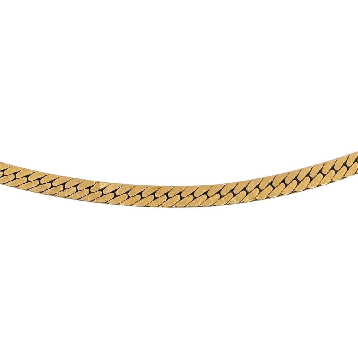 14 Karat Yellow Gold Solid Long Herringbone Link Chain Necklace Italy In Good Condition In Guilford, CT