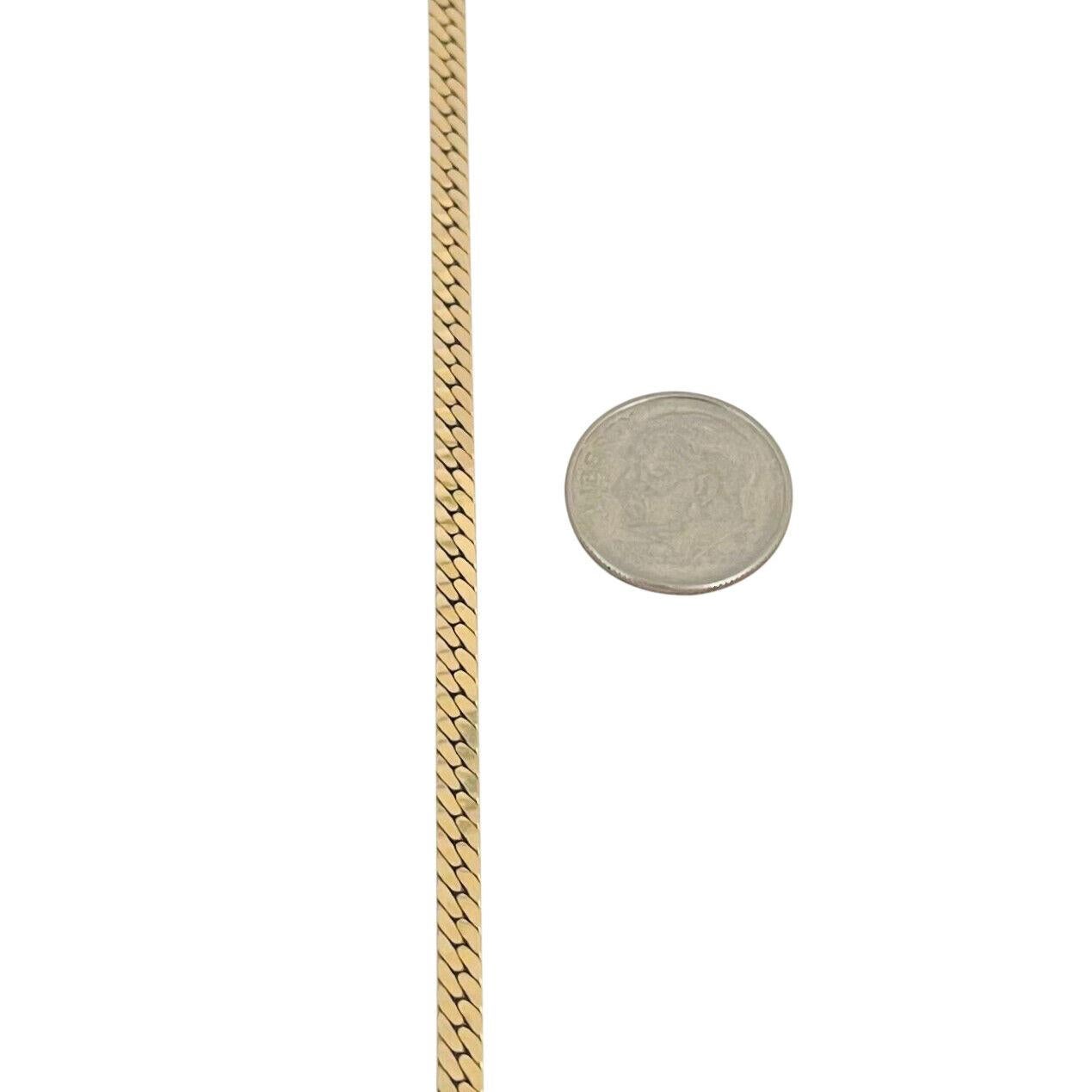 14 Karat Yellow Gold Solid Long Herringbone Link Chain Necklace Italy For Sale 1