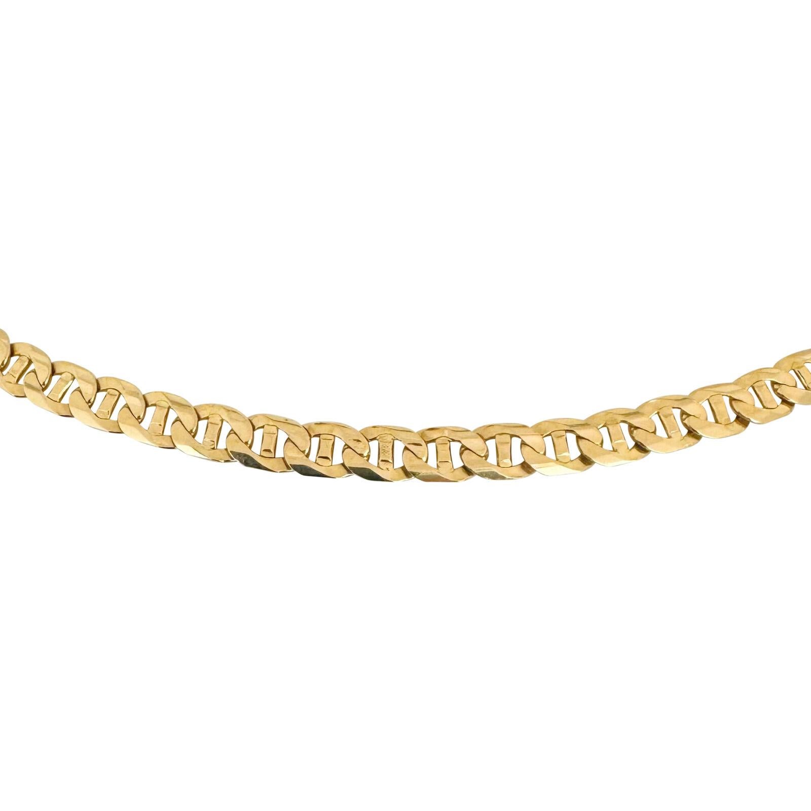 14 Karat Yellow Gold Solid Mariner Gucci Link Chain Necklace Italy In Good Condition In Guilford, CT