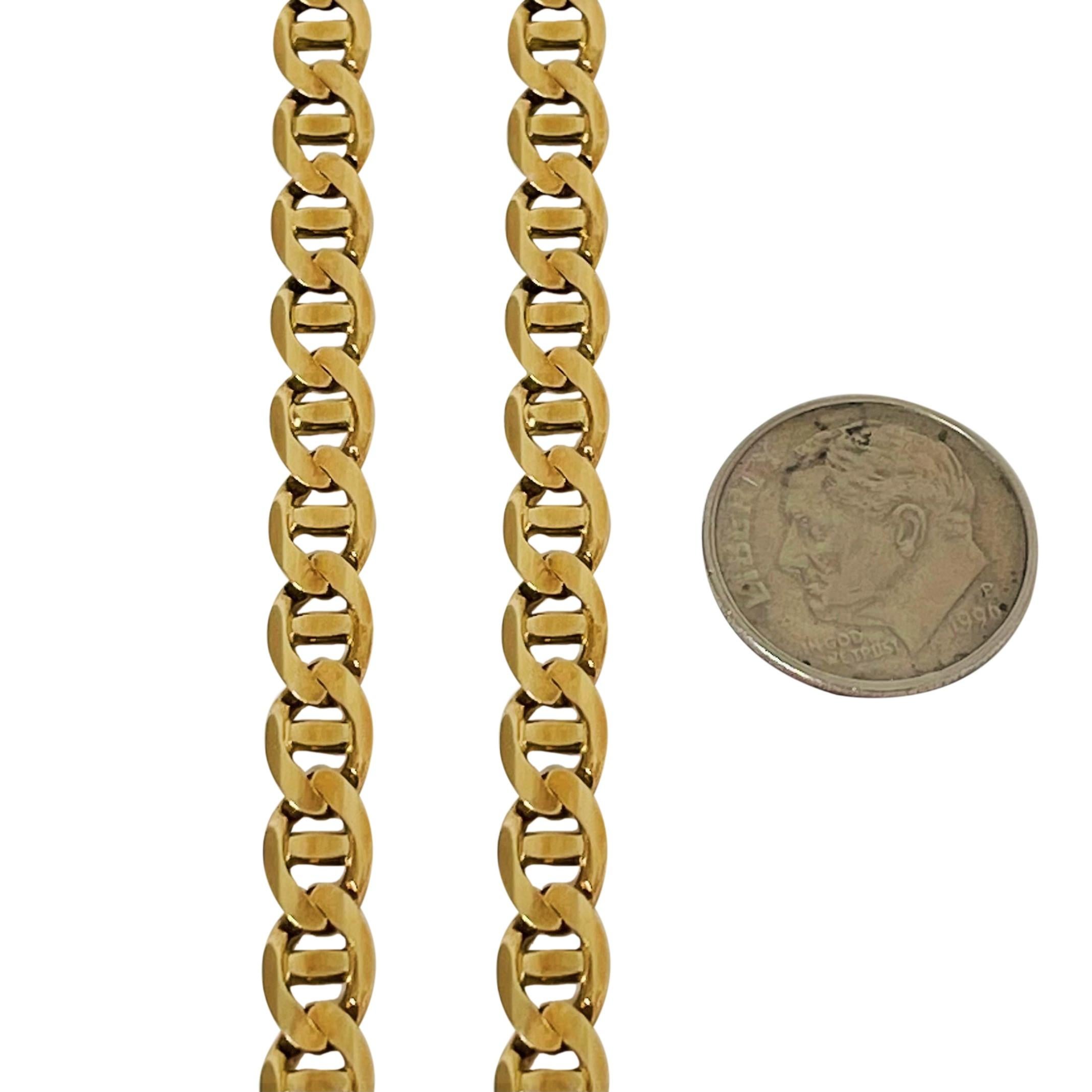 Women's or Men's 14 Karat Yellow Gold Solid Mariner Gucci Link Chain Necklace, Italy