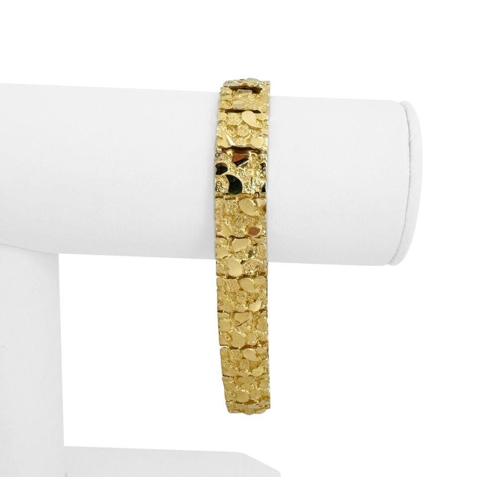14 Karat Yellow Gold Solid Men's Chunky Nugget Link Bracelet 3