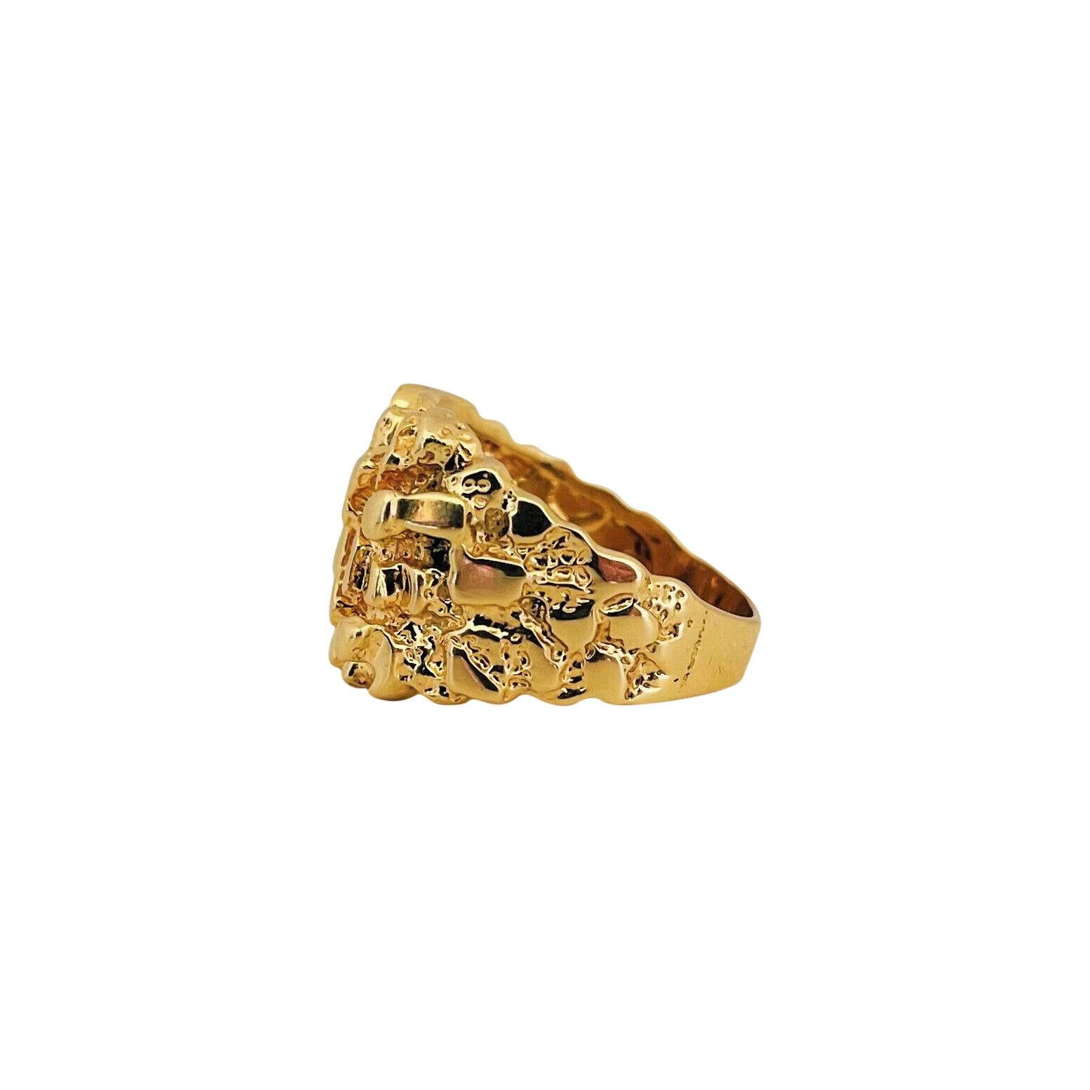 14 Karat Gelbgold Massiver Herren-Nugget-Ring 2