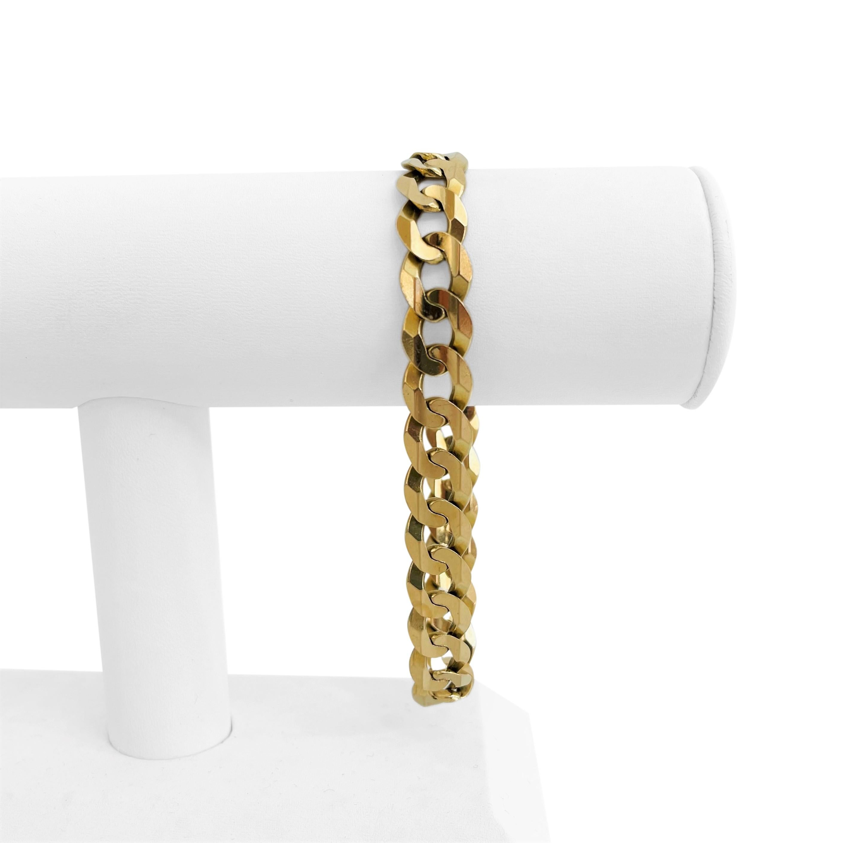 14k Yellow Gold 27.7g Solid 11mm Men's Curb Link Bracelet 9