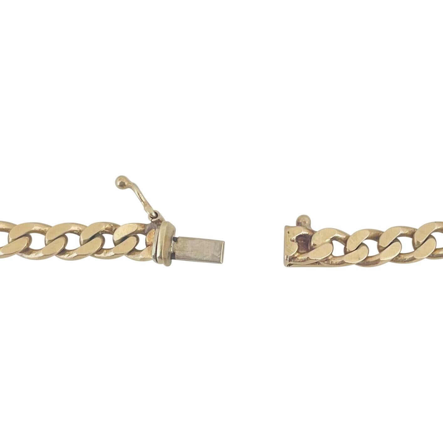 14 Karat Yellow Gold Solid Men's Curb Link Bracelet For Sale 1