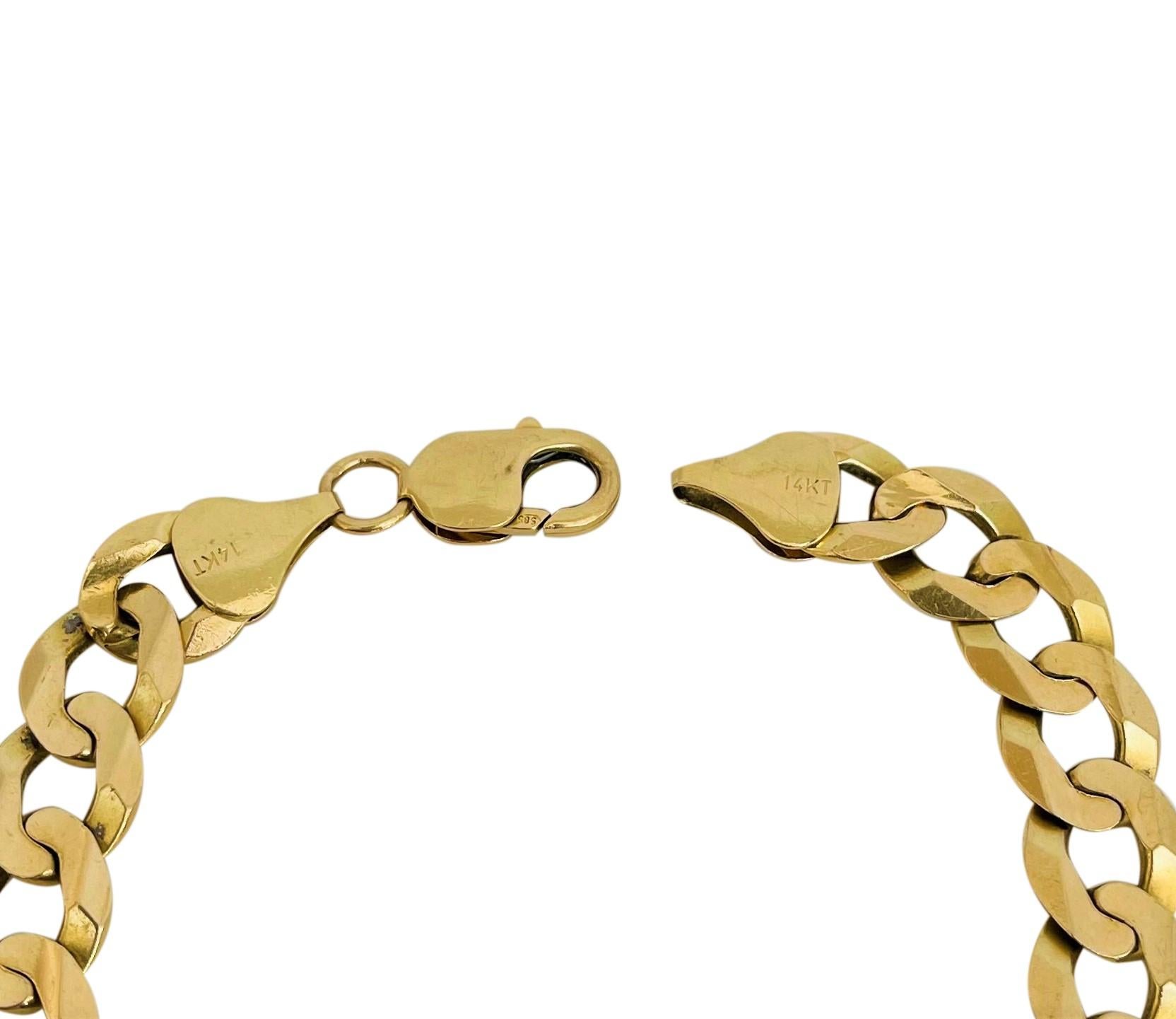 14 Karat Yellow Gold Solid Men's Curb Link Bracelet 2