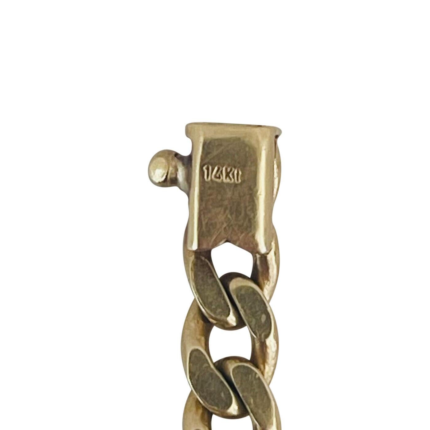 14 Karat Yellow Gold Solid Men's Curb Link Bracelet For Sale 2