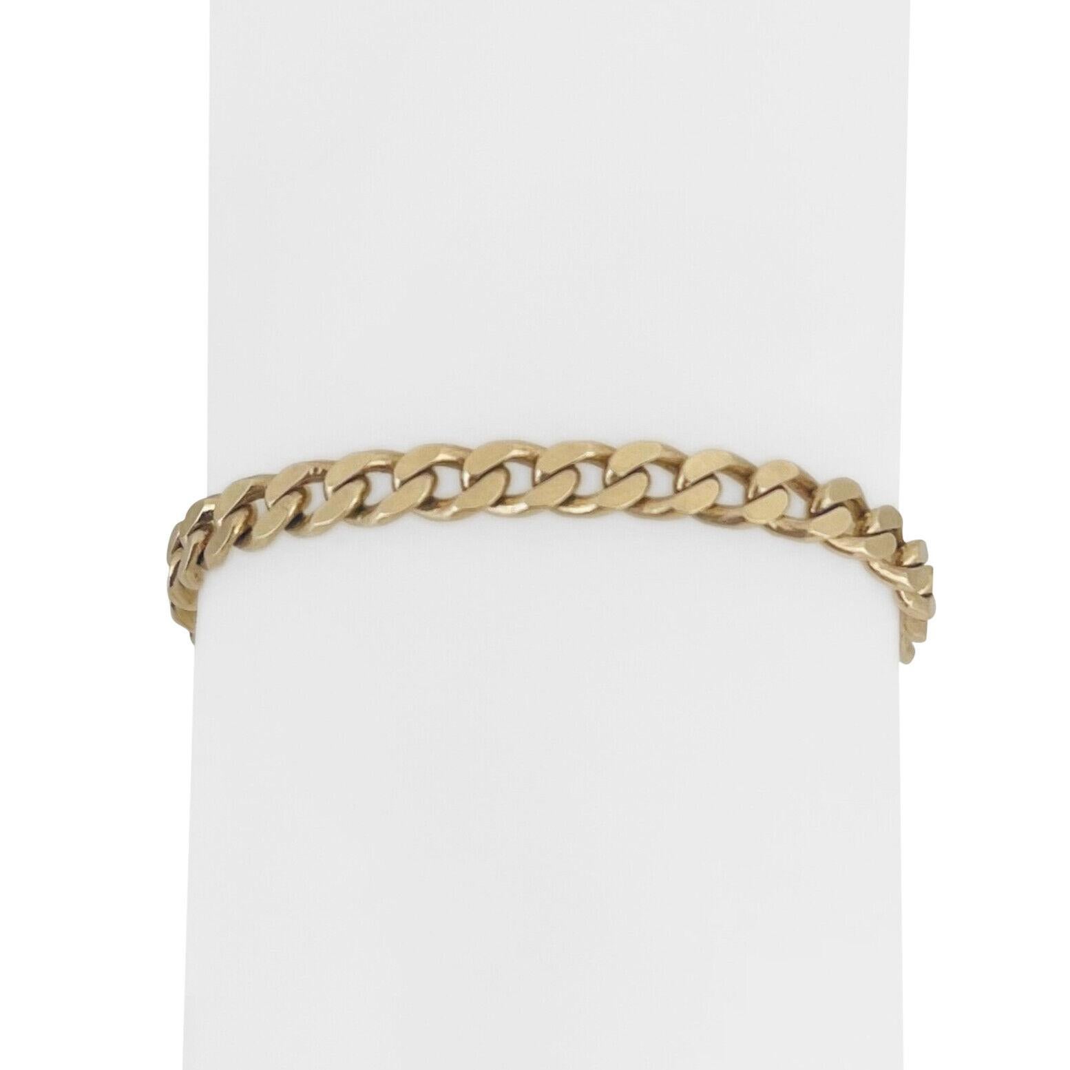 14 Karat Yellow Gold Solid Men's Curb Link Bracelet For Sale 3