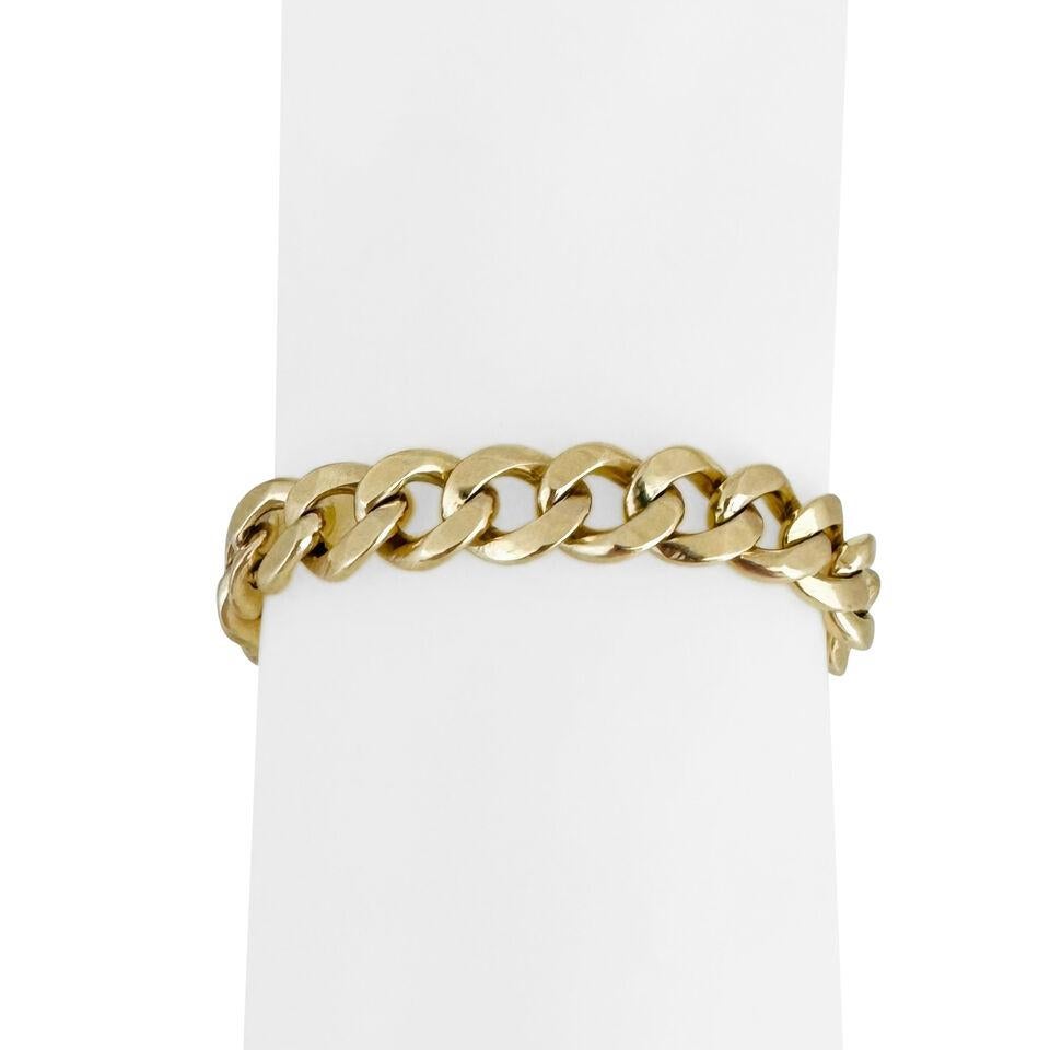 14 Karat Yellow Gold Solid Men's Curb Link Bracelet 3