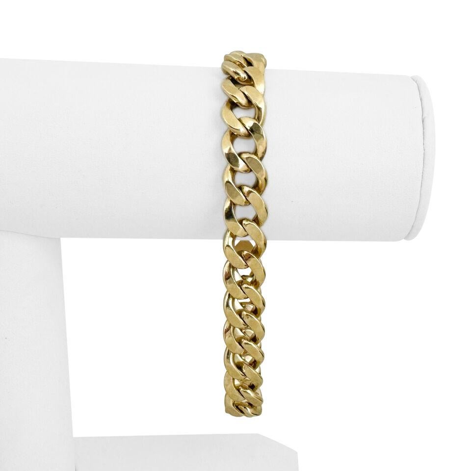 14 Karat Yellow Gold Solid Men's Curb Link Bracelet 4