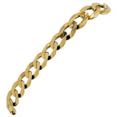 14 Karat Yellow Gold Solid Men's Curb Link Bracelet