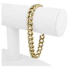 14 Karat Yellow Gold Solid Men's Curb Link Bracelet