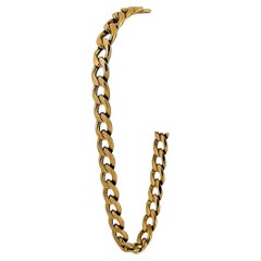 14 Karat Yellow Gold Solid Men's Curb Link Bracelet Israel