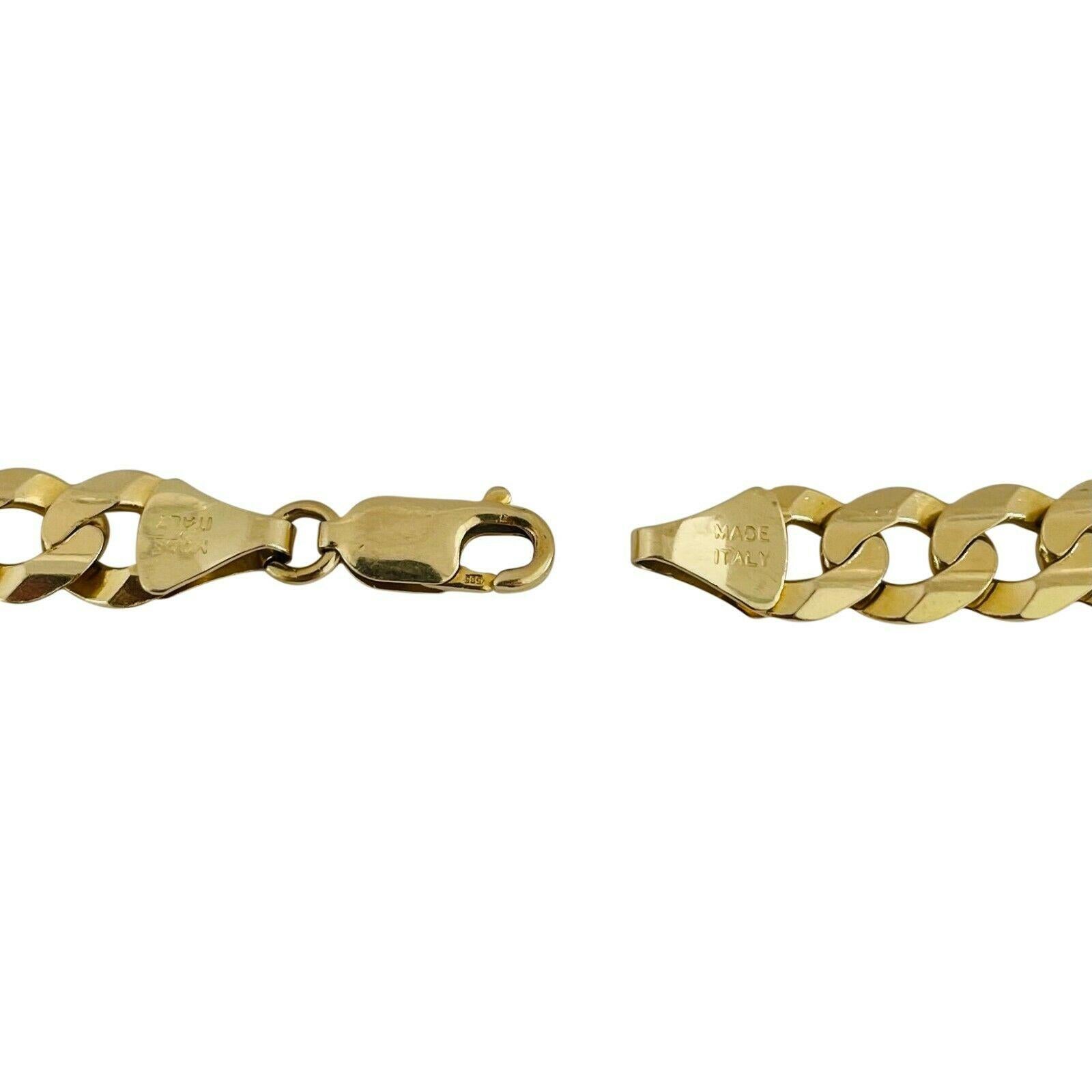 14 Karat Yellow Gold Solid Men's Curb Link Bracelet Italy 1