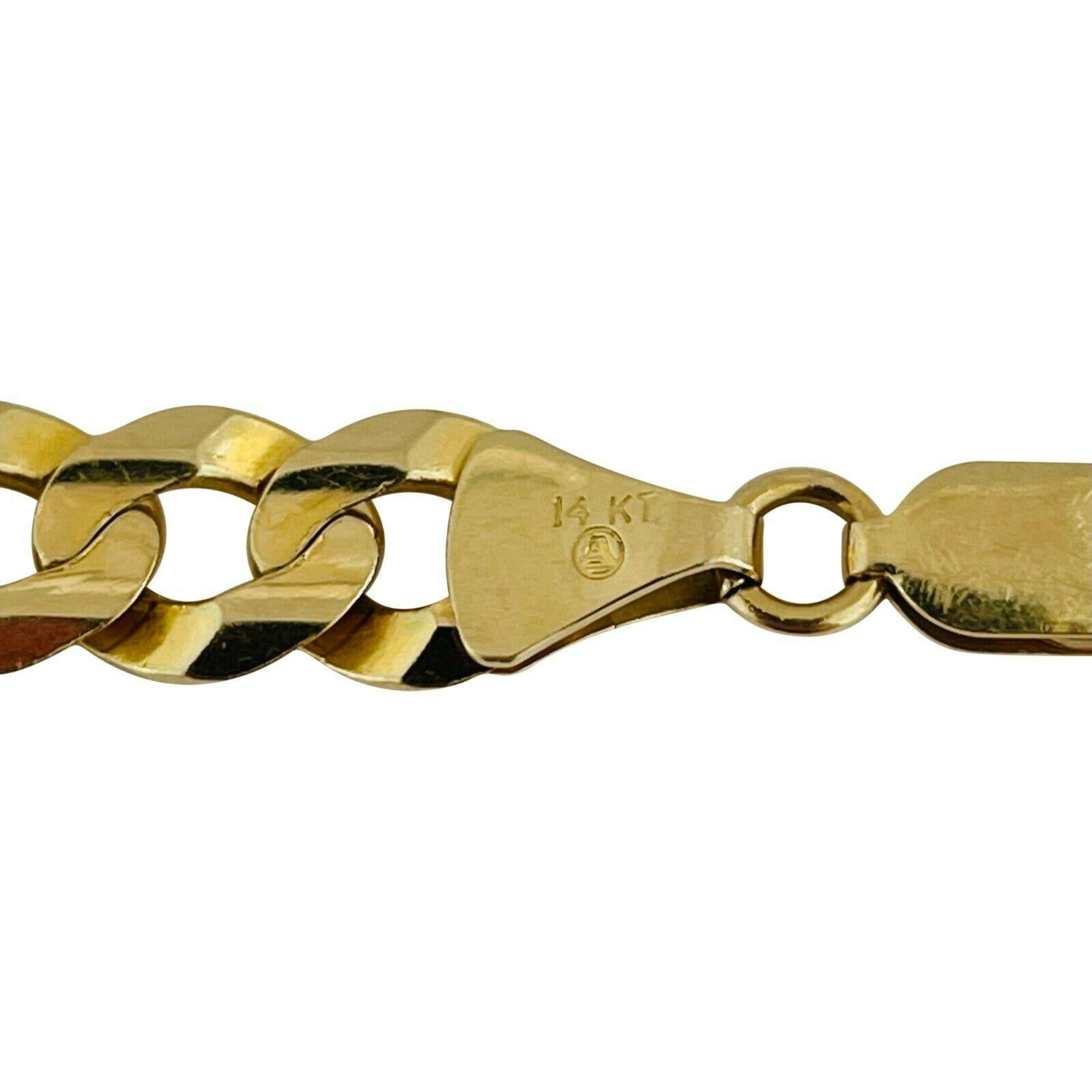 14 Karat Yellow Gold Solid Men's Curb Link Bracelet Italy 2