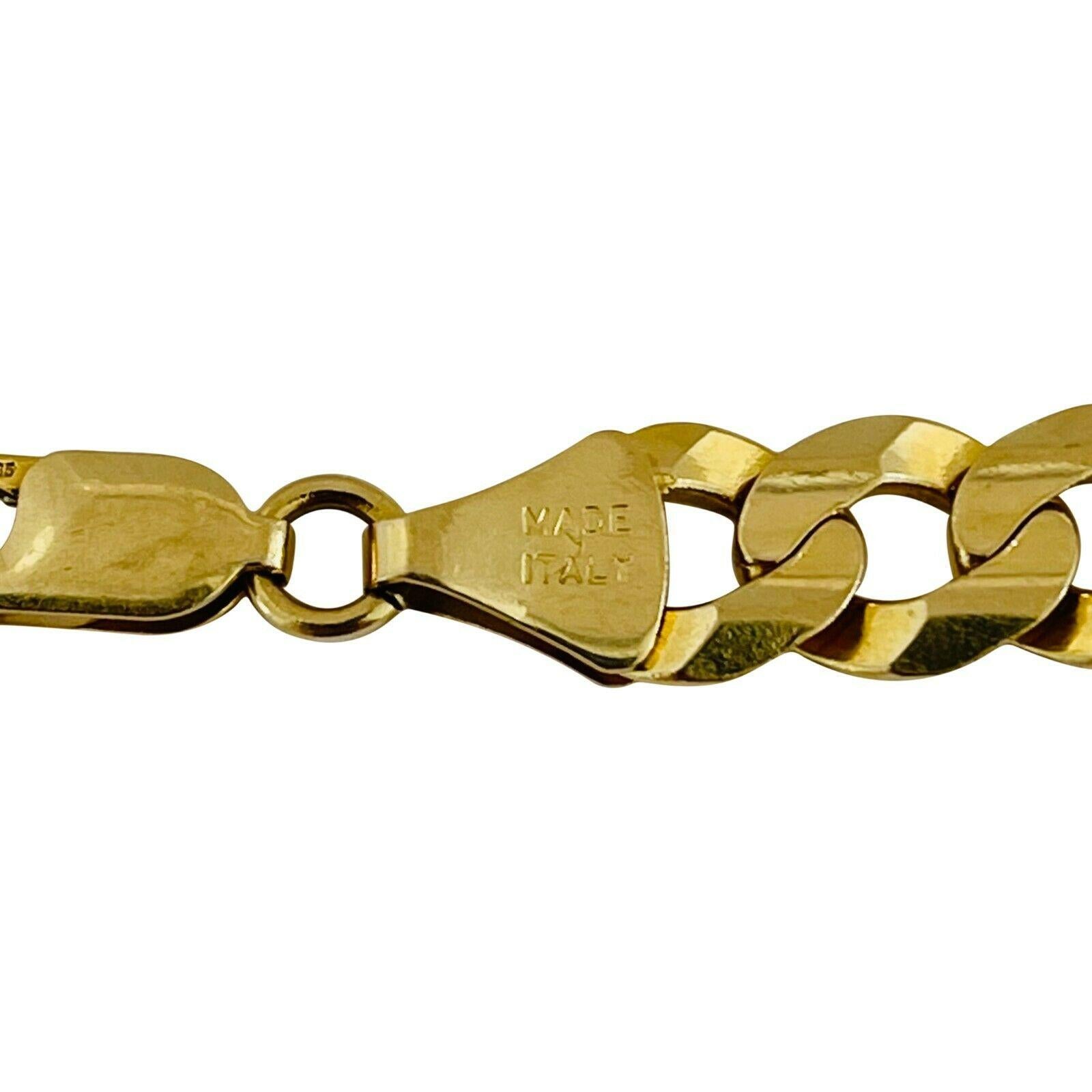 14 Karat Yellow Gold Solid Men's Curb Link Bracelet Italy 3