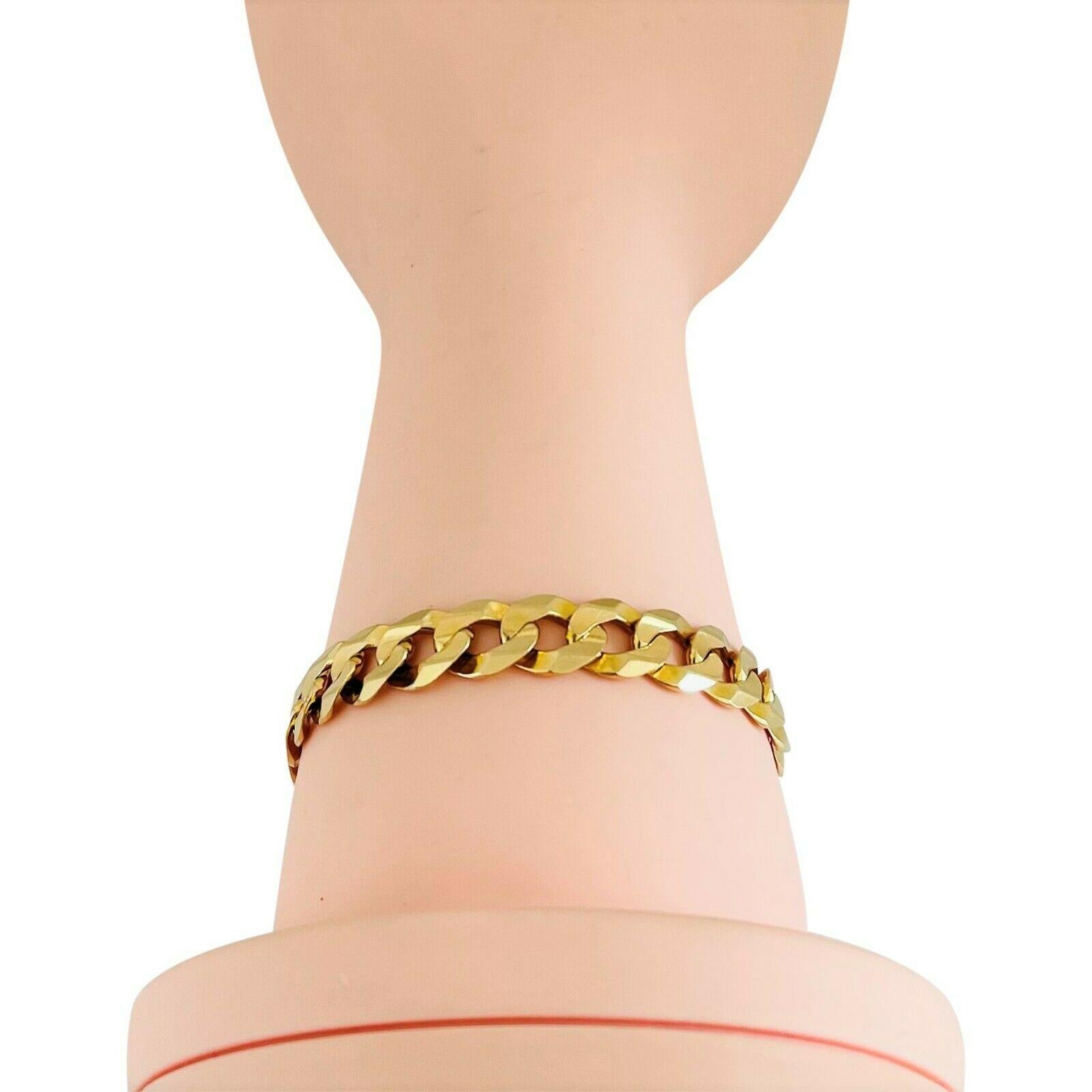 14 Karat Yellow Gold Solid Men's Curb Link Bracelet Italy 4