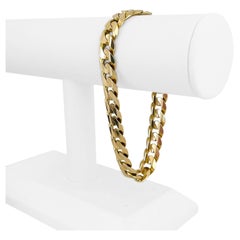 14 Karat Yellow Gold Solid Men's Curb Link Bracelet Italy
