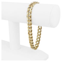 14 Karat Yellow Gold Solid Men's Curb Link Bracelet Italy