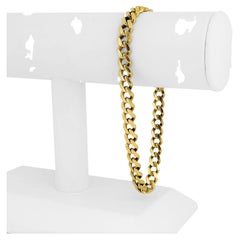 14 Karat Yellow Gold Solid Men's Curb Link Chain Bracelet 