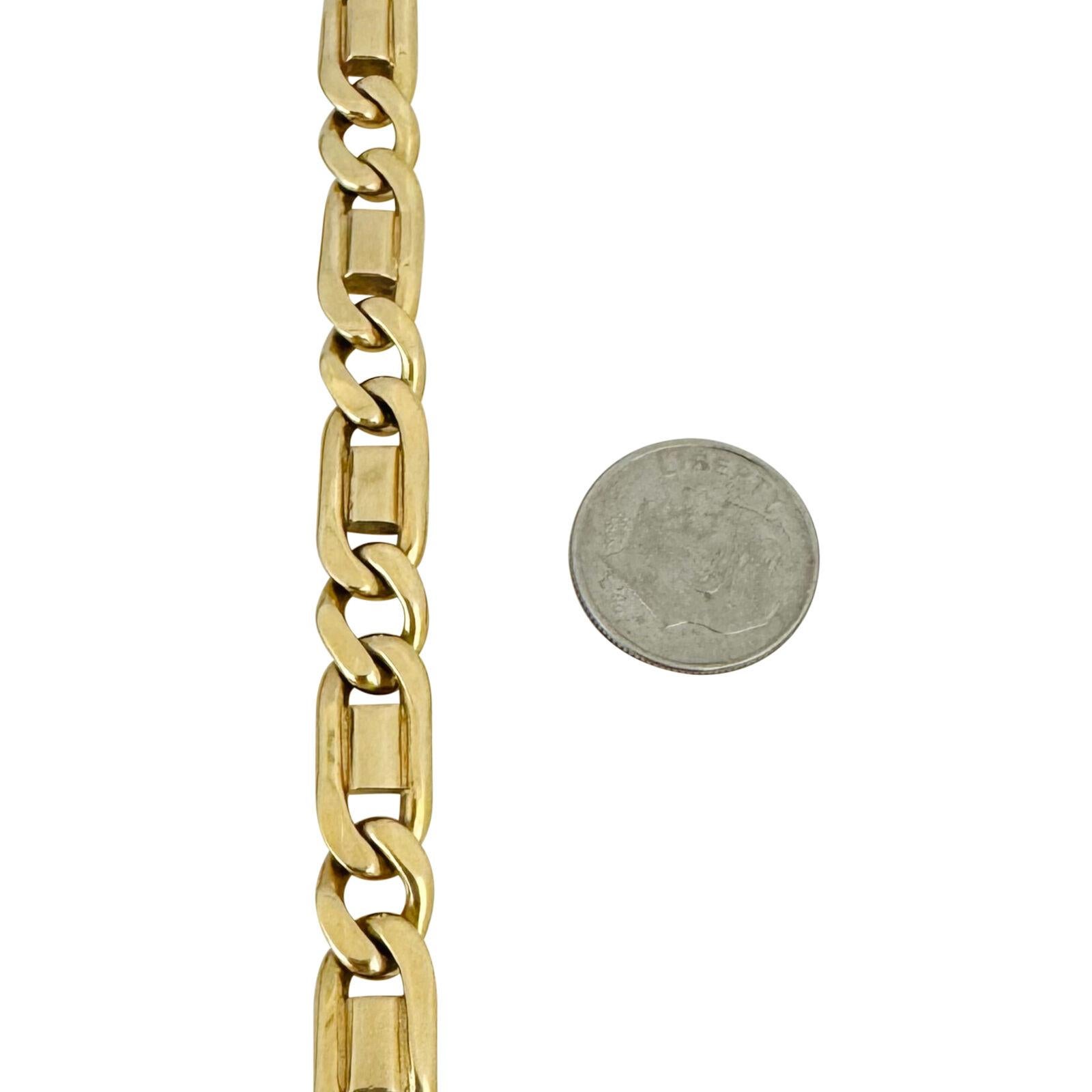 14 Karat Gelbgold Massives Herrenarmband im Fancy Figarucci-Stil Italien im Zustand „Gut“ in Guilford, CT