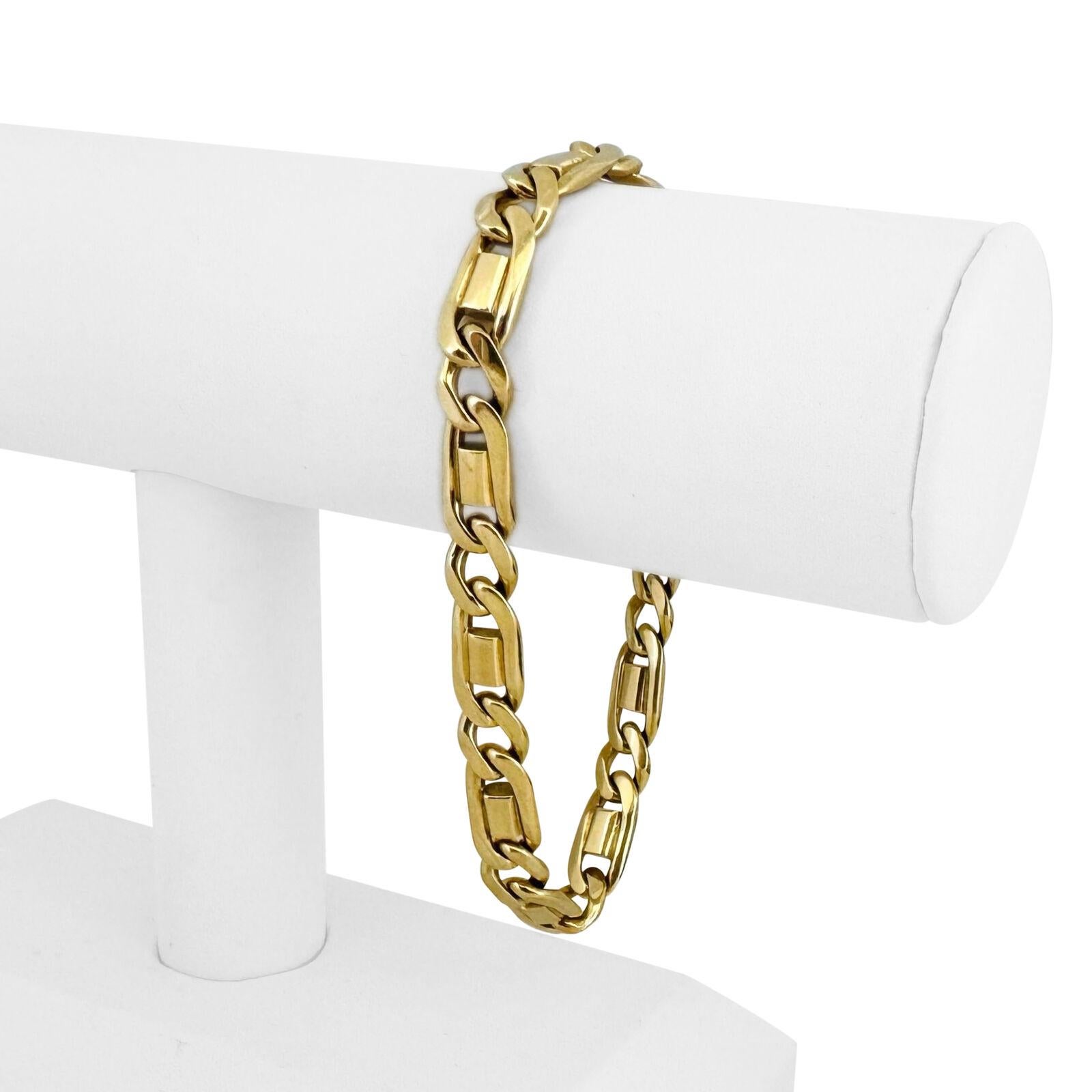 14 Karat Gelbgold Massives Herrenarmband im Fancy Figarucci-Stil Italien 4