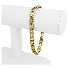 14 Karat Gelbgold Massives Herrenarmband im Fancy Figarucci-Stil Italien
