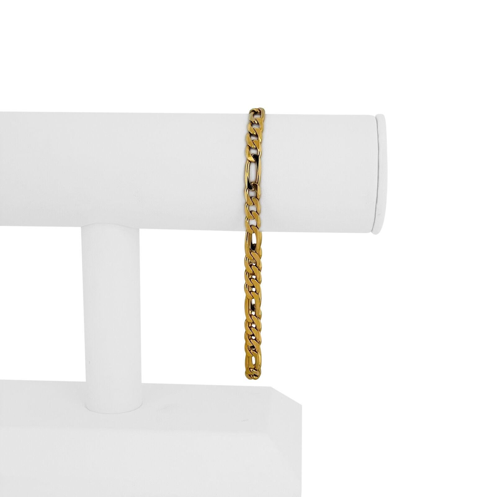 14k Gelbgold 14g Solid Herren 5mm Figaro Link Armband Italien 9