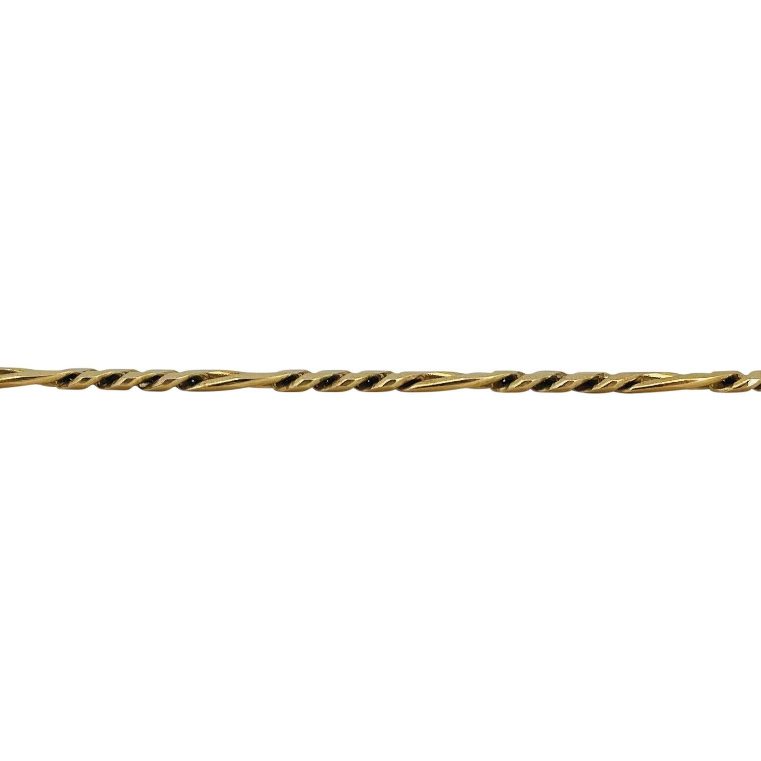 14 Karat Yellow Gold Solid Men's Figaro Link Bracelet Italy In Good Condition In Guilford, CT