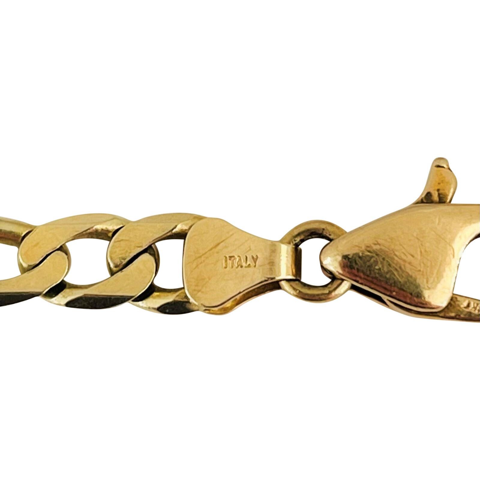 14 Karat Yellow Gold Solid Men's Figaro Link Bracelet, Italy 2