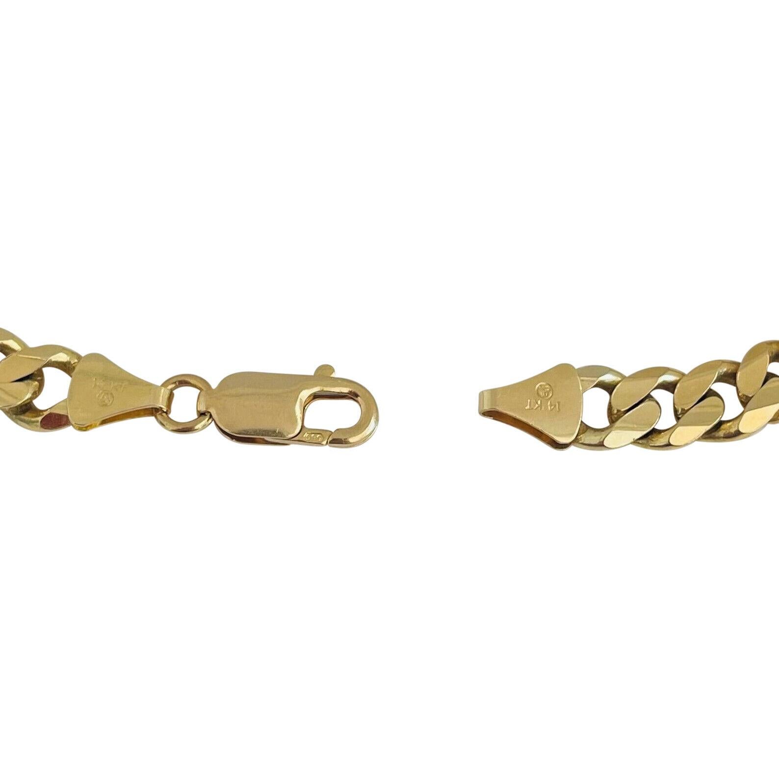 14 Karat Yellow Gold Solid Men's Figaro Link Bracelet Italy 2