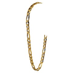 Bracelet à maillons Figaro en or jaune 14 carats massif pour hommes, Italie