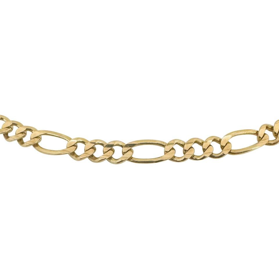 14k Yellow Gold 29.5g Solid Men's 6mm Figaro Link Chain Necklace Italy 22