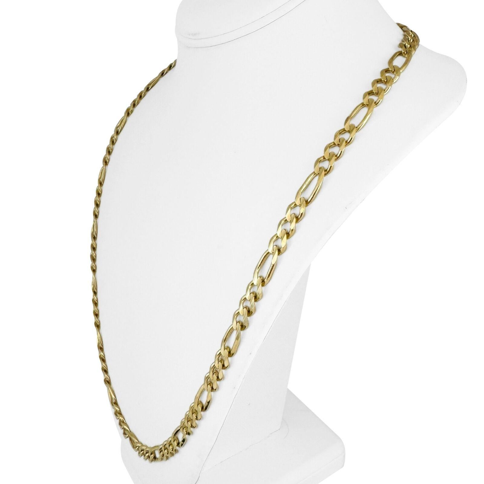 14k Yellow Gold 45.6g Solid Men's 6.5mm Figaro Link Chain Necklace Italy 26
