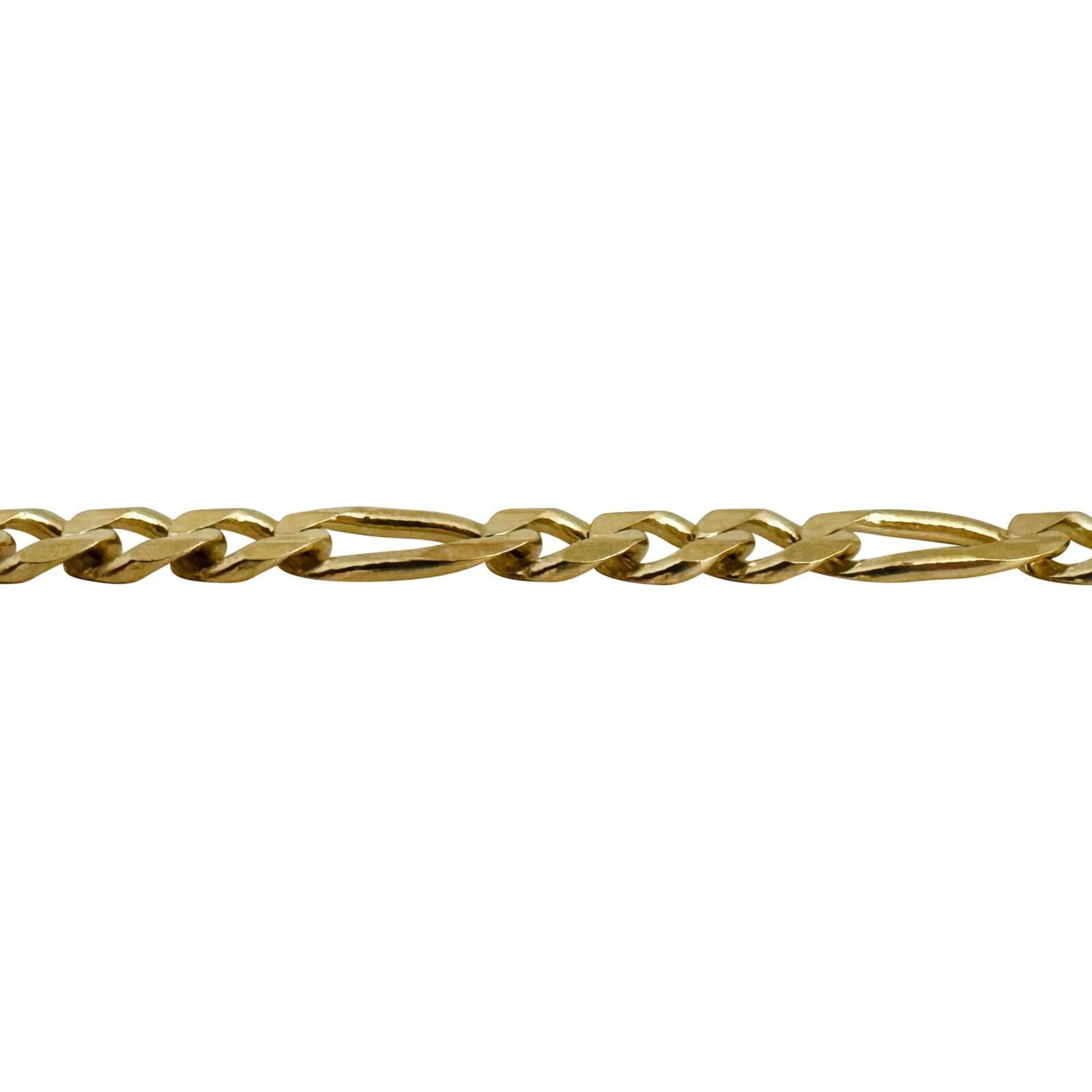 14 Karat Yellow Gold Solid Men's Figaro Link Chain Necklace Italy  1