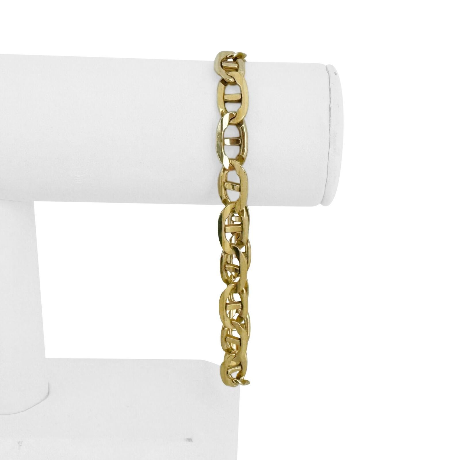 14k Yellow Gold 22.5g Solid Men's 8mm Gucci Link Bracelet Italy 9.25