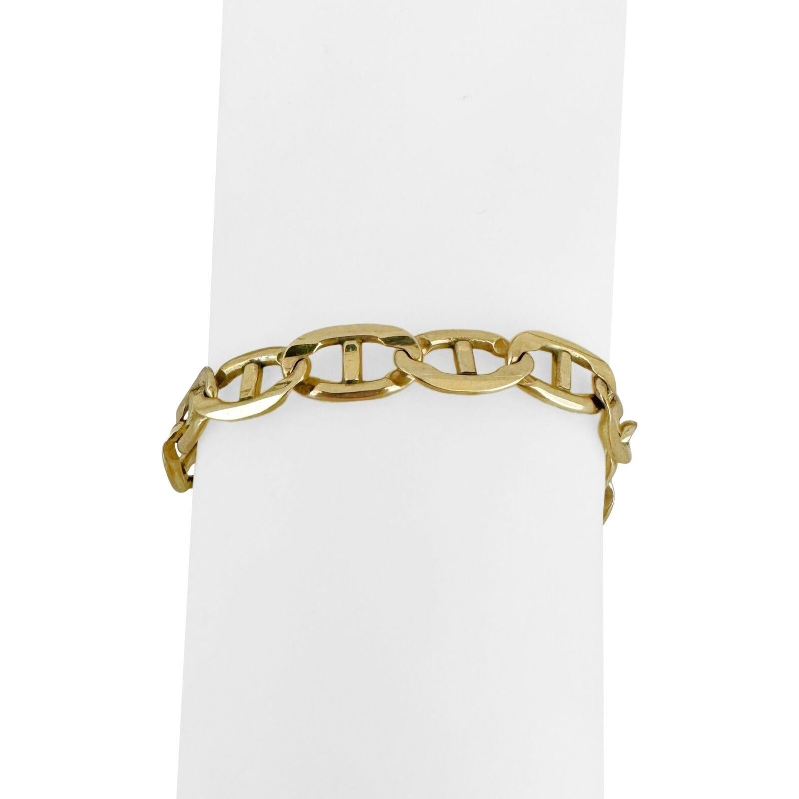 14 Karat Yellow Gold Solid Men's Gucci Link Bracelet Italy 2