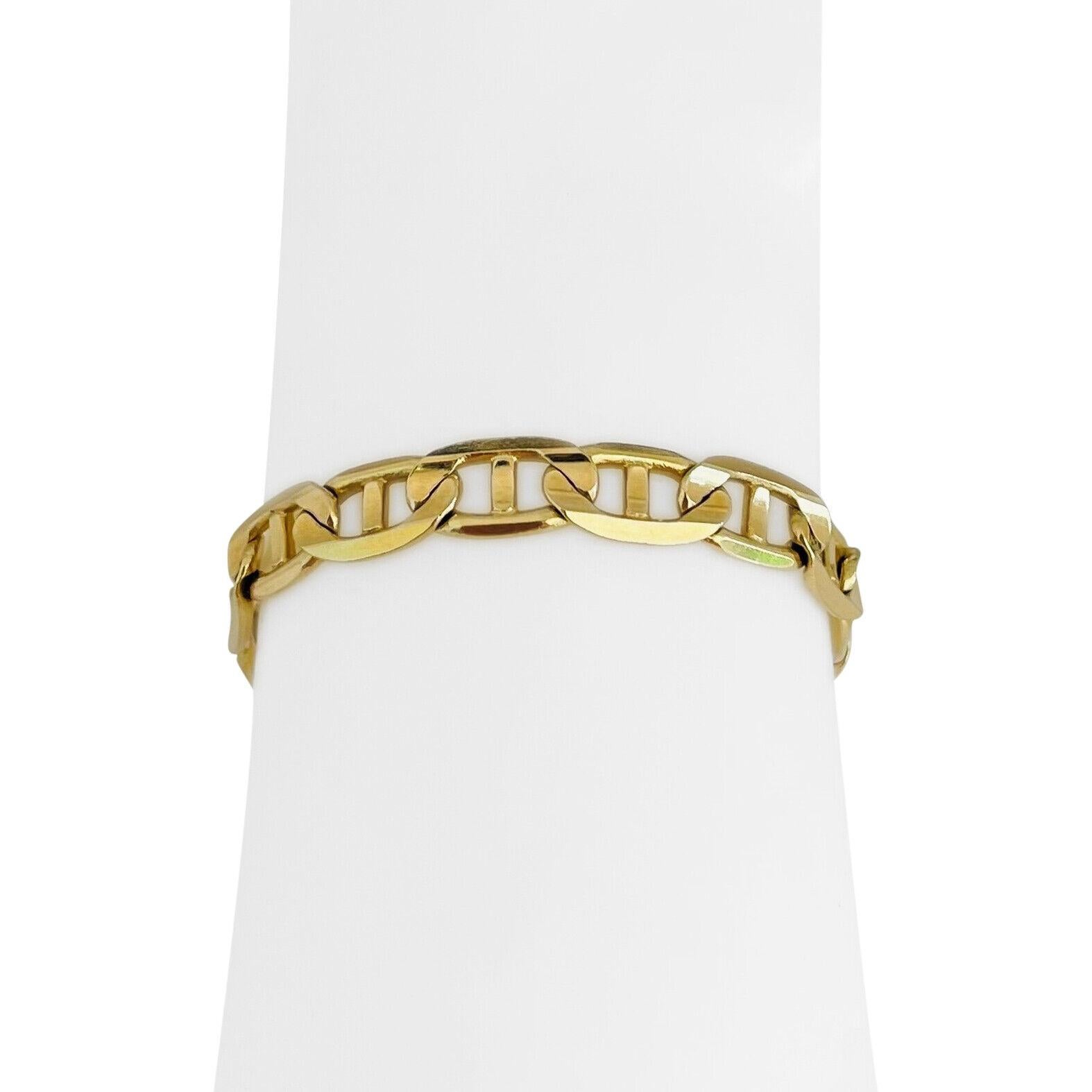 14 Karat Yellow Gold Solid Men's Mariner Gucci Link Bracelet Italy 2
