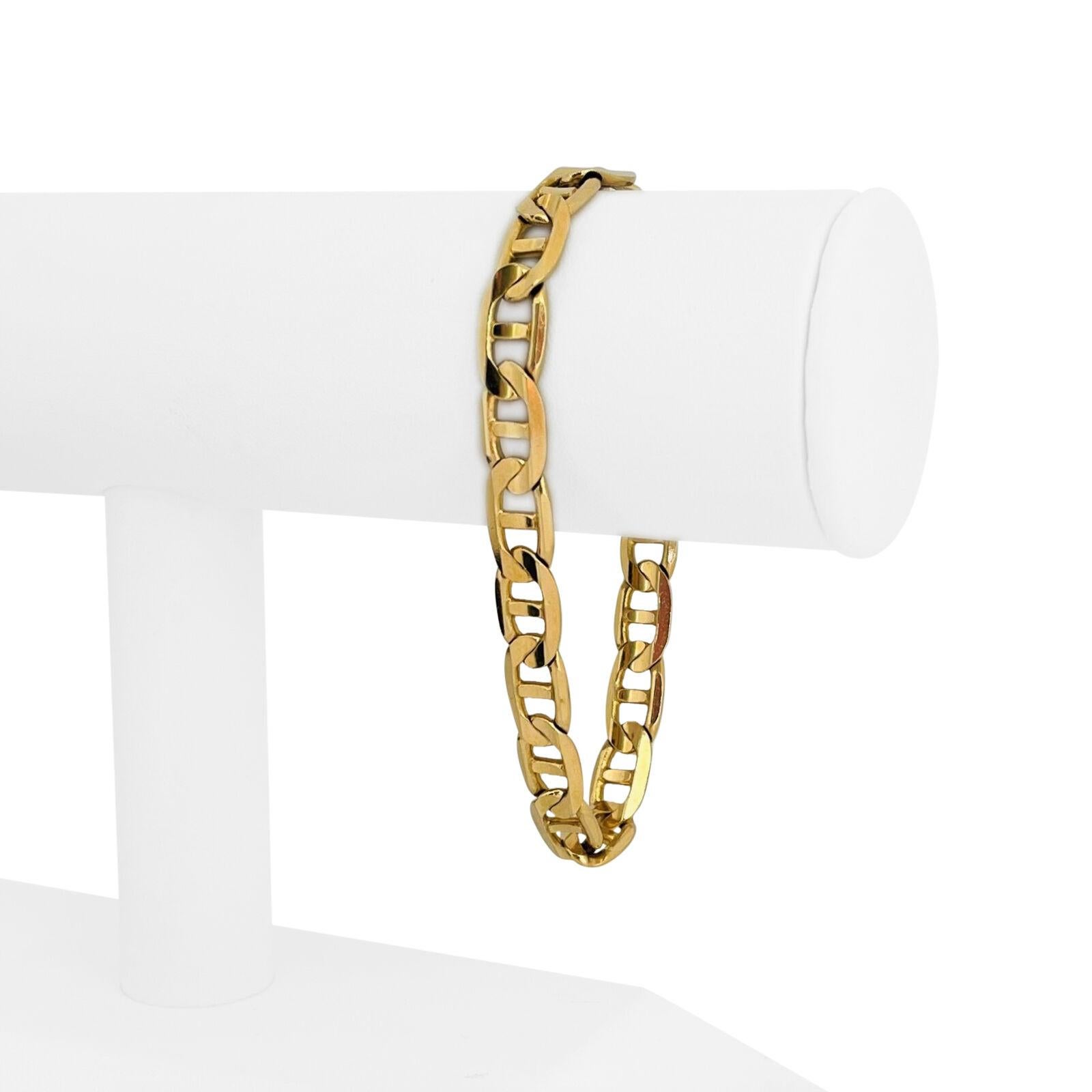 14 Karat Yellow Gold Solid Men's Mariner Gucci Link Bracelet Italy 3