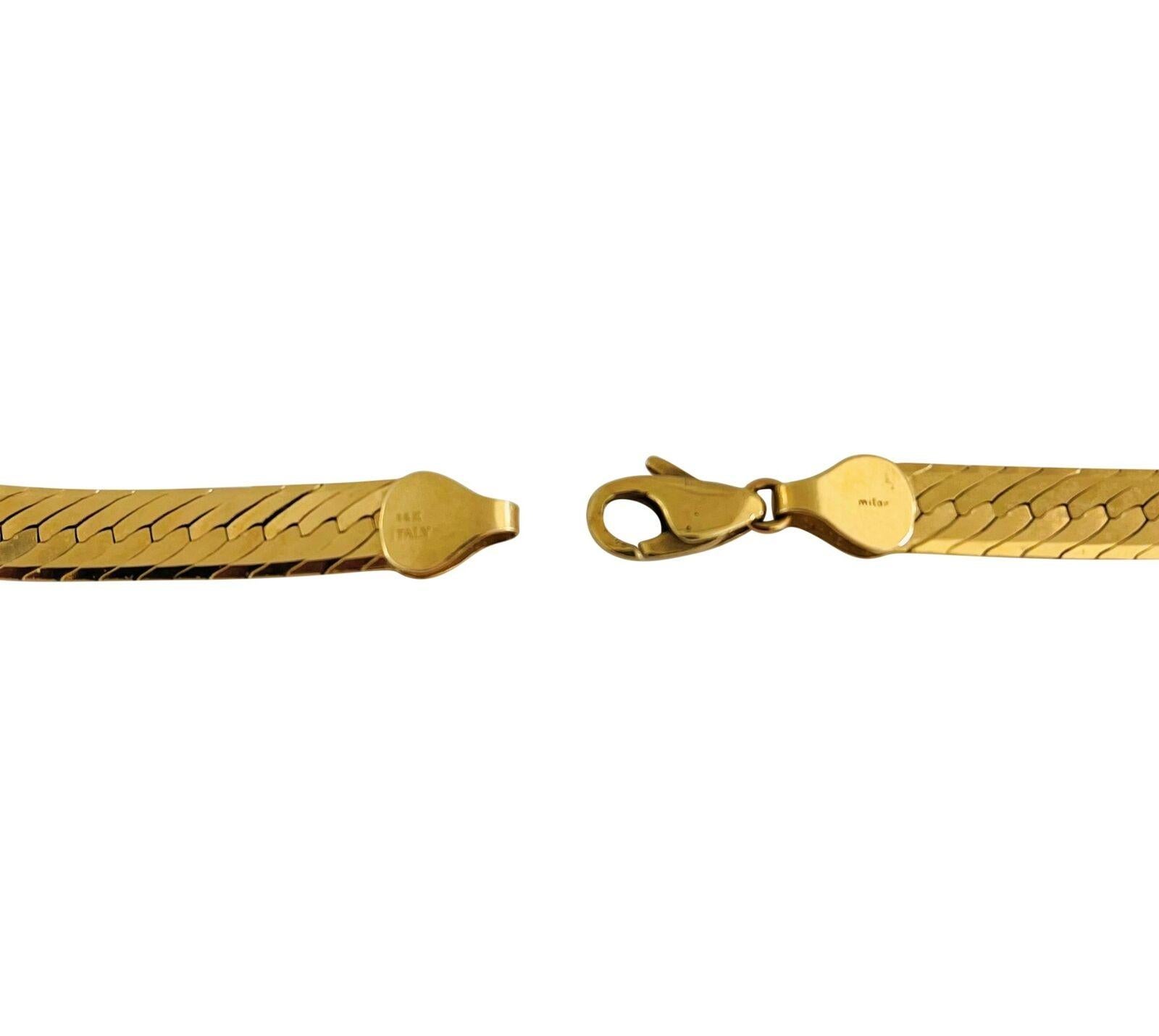 Women's or Men's 14 Karat Yellow Gold Solid Milor Herringbone Link Chain Necklace Italy