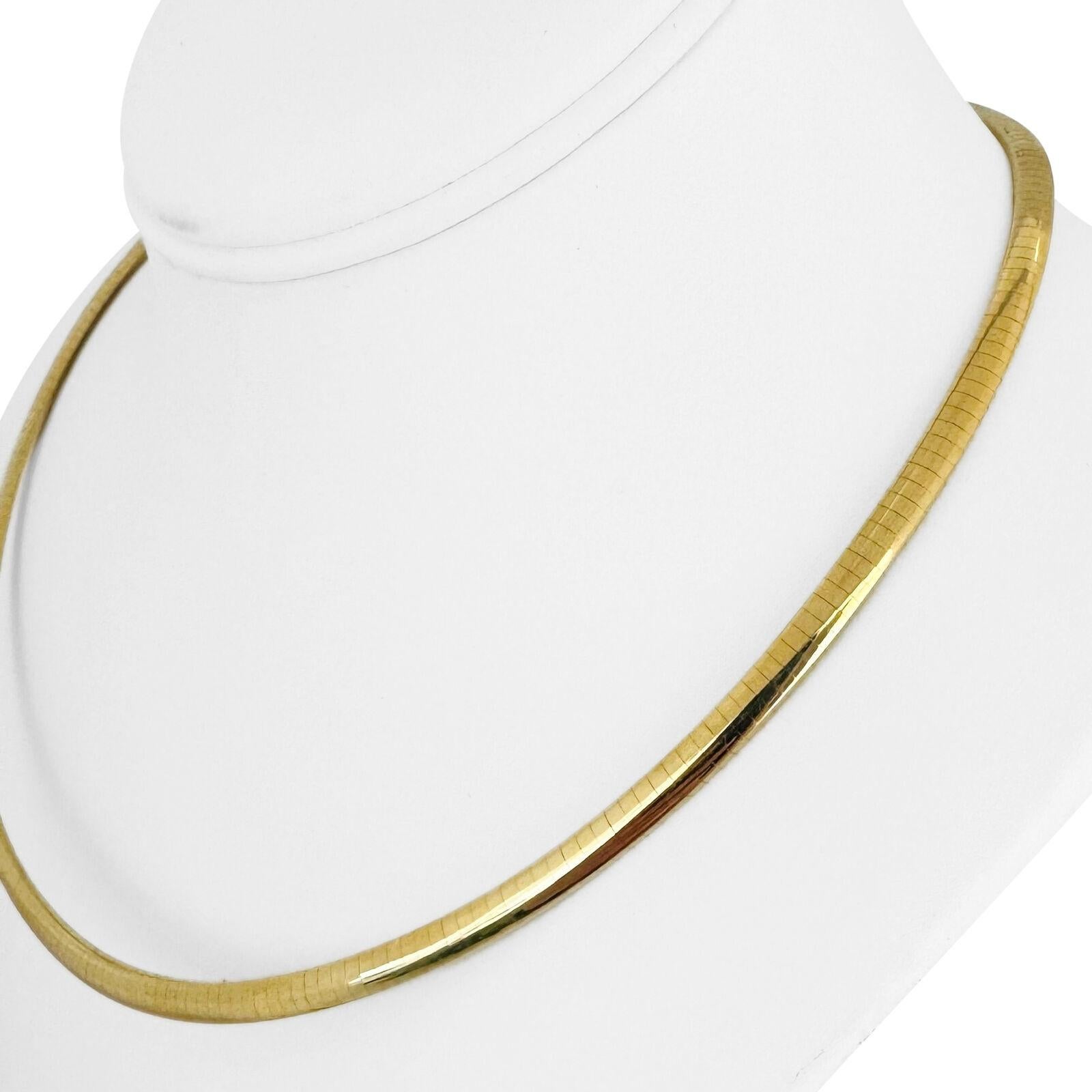14k Yellow Gold 28.6g Solid 4mm Omega Link Necklace Italy 18