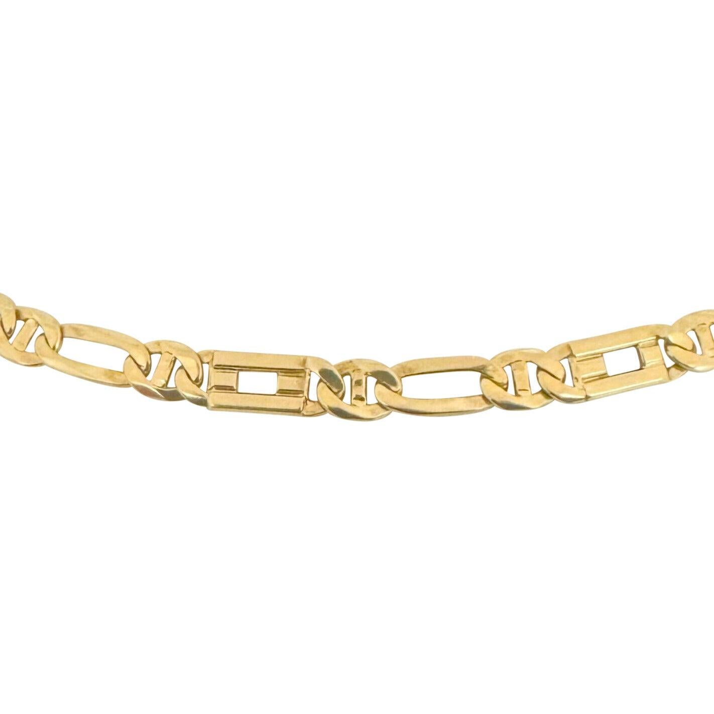 14 Karat Gelbgold Massiv polierte Figarucci Gliederkette Halskette Italien im Zustand „Gut“ in Guilford, CT