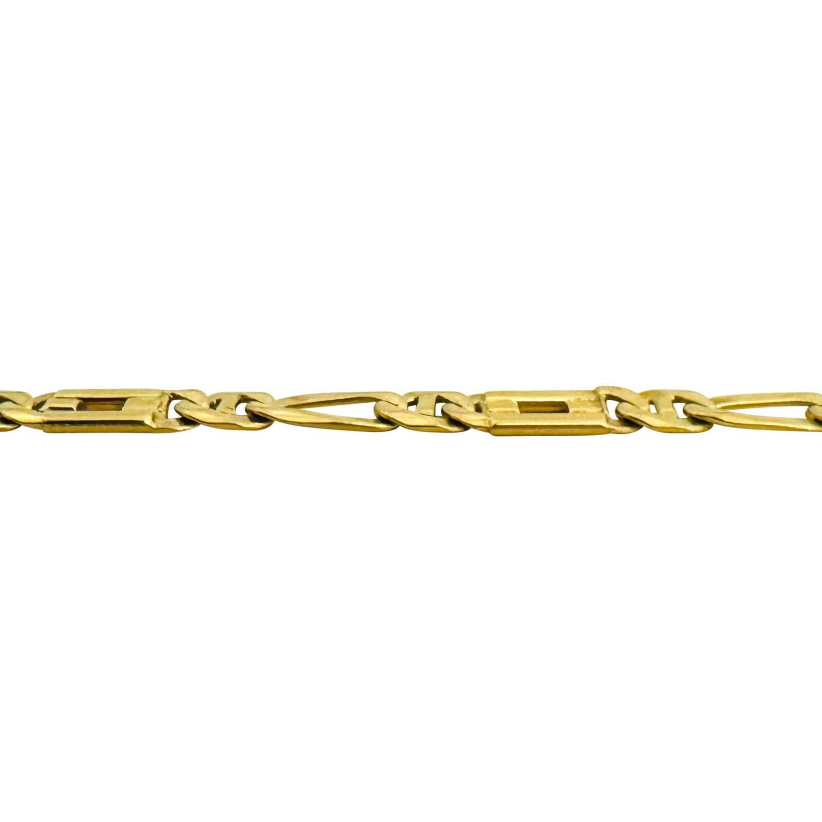 14 Karat Gelbgold Massiv polierte Figarucci Gliederkette Halskette Italien für Damen oder Herren